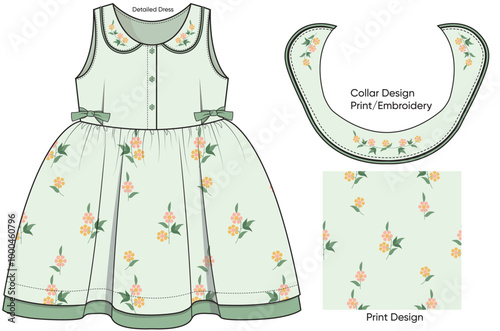 Girls flair dress with floral print 