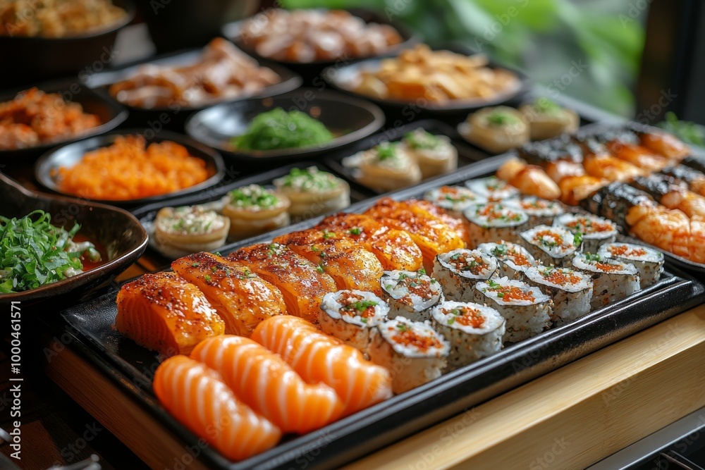 Variety of culinary delights. Teasty food in a salad bar at a restaurant. Selective focus Variety of culinary delights. Teasty food in a salad bar at a restaurant. Selective focus