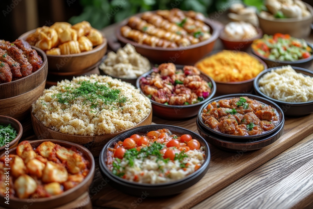 Variety of culinary delights. Teasty food in a salad bar at a restaurant. Selective focus Variety of culinary delights. Teasty food in a salad bar at a restaurant. Selective focus