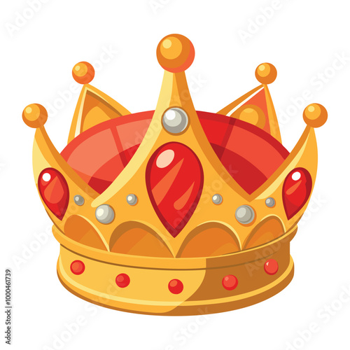 Luxurious 3D golden royal crown, a shimmering symbol of power and nobility, isolated on a pristine white background