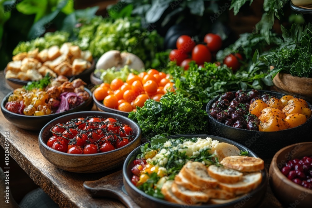 Variety of culinary delights. Teasty food in a salad bar at a restaurant. Selective focus Variety of culinary delights. Teasty food in a salad bar at a restaurant. Selective focus
