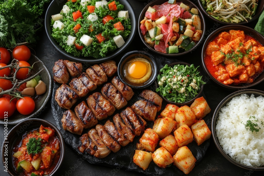 Variety of culinary delights. Teasty food in a salad bar at a restaurant. Selective focus Variety of culinary delights. Teasty food in a salad bar at a restaurant. Selective focus
