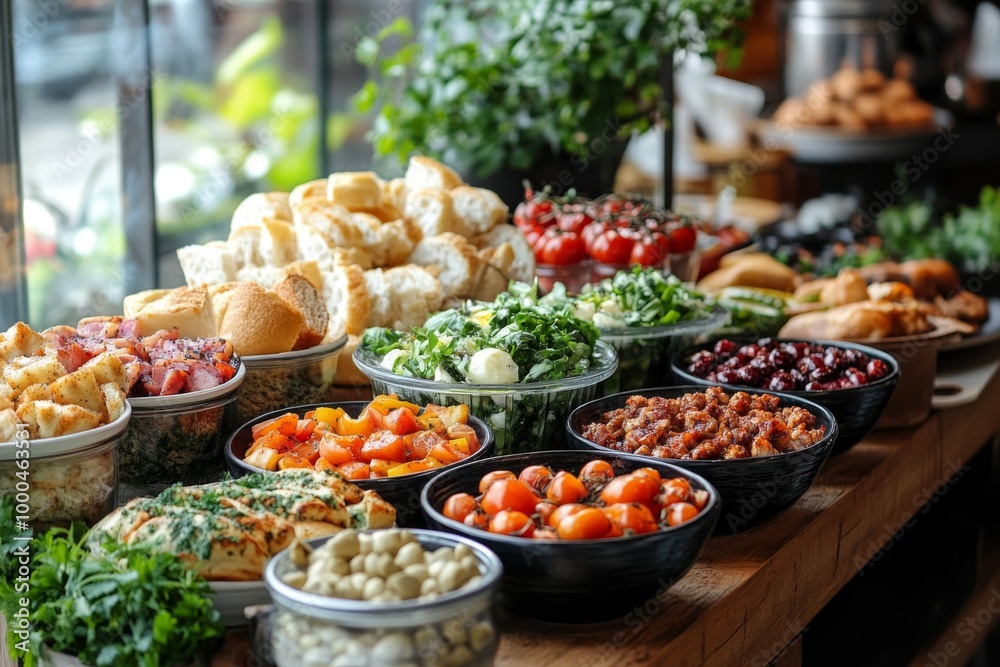 Variety of culinary delights. Teasty food in a salad bar at a restaurant. Selective focus Variety of culinary delights. Teasty food in a salad bar at a restaurant. Selective focus
