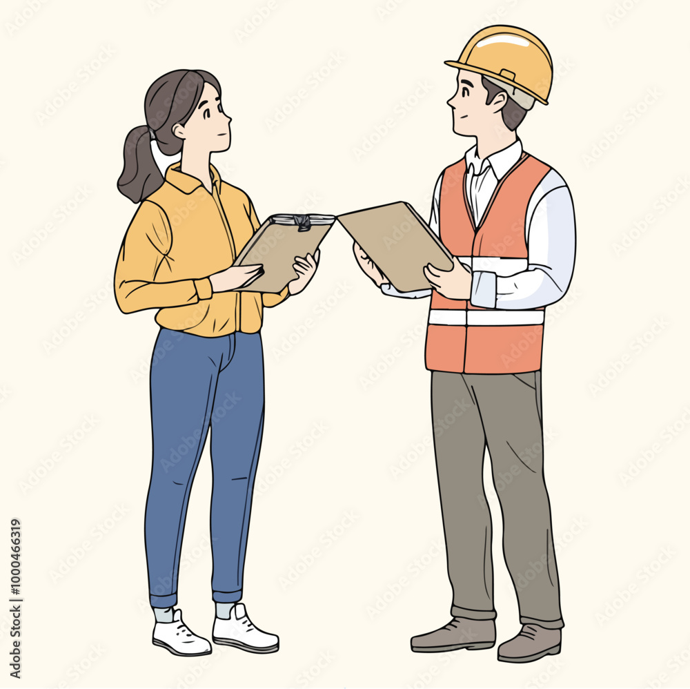 Architect discusses the project with the customer vector illustration Architect discusses the project with the customer vector illustration