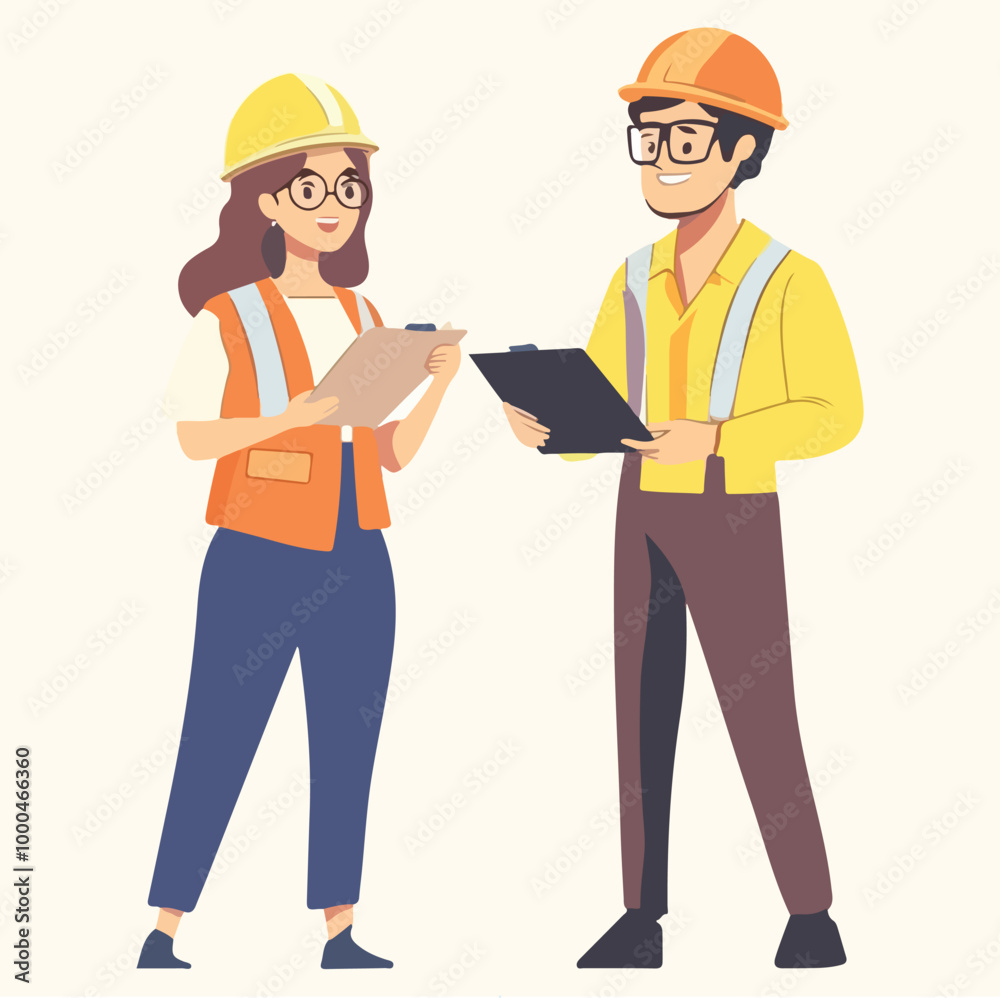 Architect discusses the project with the customer vector illustration Architect discusses the project with the customer vector illustration