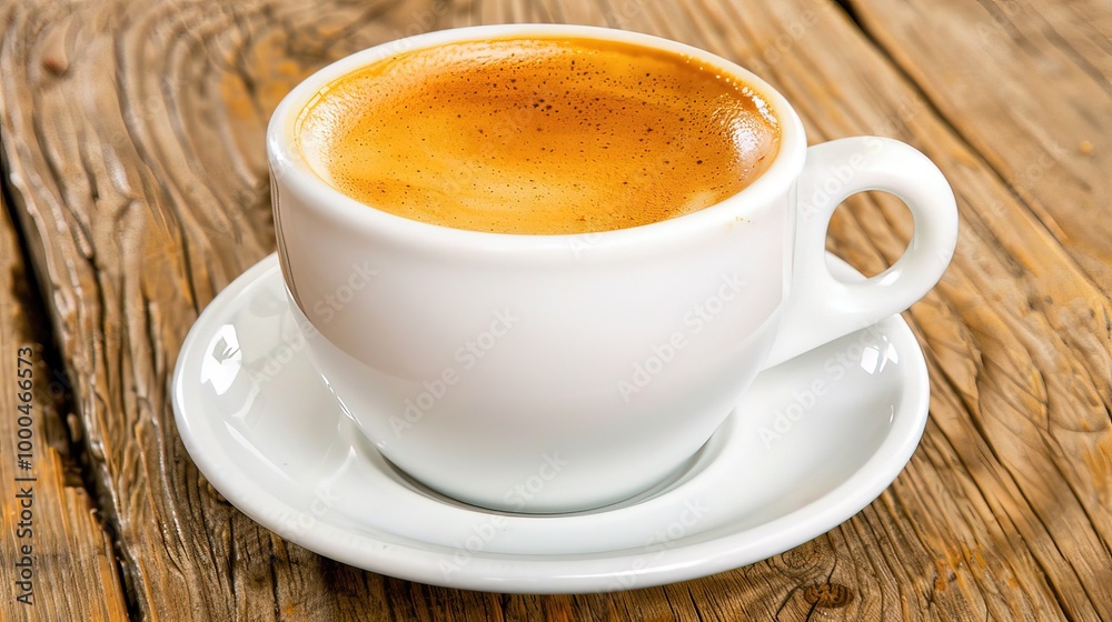 Urban Elegance: Close-Up of Steamy Espresso with Creamy Foam on Rustic Wood Table, Room for Text Urban Elegance: Close-Up of Steamy Espresso with Creamy Foam on Rustic Wood Table, Room for Text
