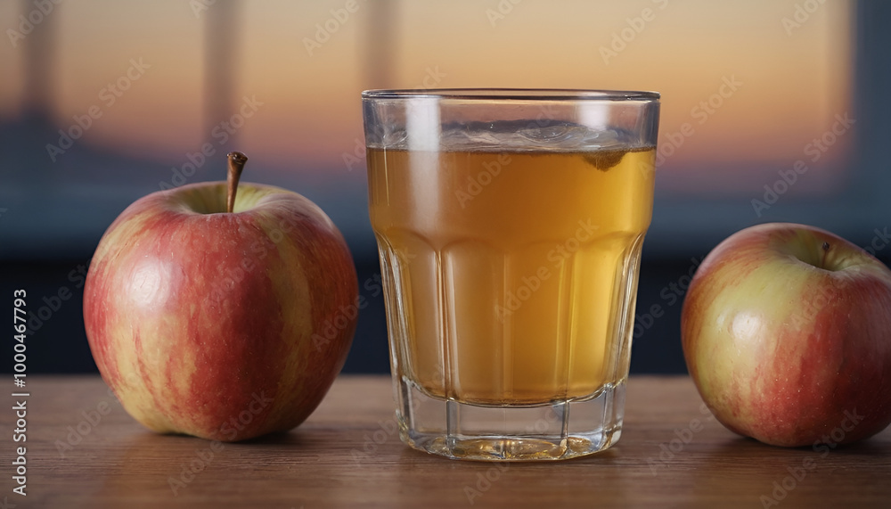 glass of apple cider on a table glass of apple cider on a table