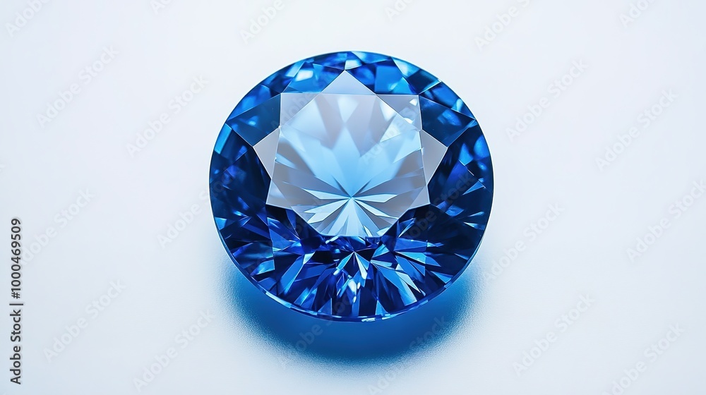A stunning blue diamond showcased from a top view against a clean white background, highlighting its brilliant facets and exquisite color. This image emphasizes the diamond's clarity and elegance, A stunning blue diamond showcased from a top view against a clean white background, highlighting its brilliant facets and exquisite color. This image emphasizes the diamond's clarity and elegance,