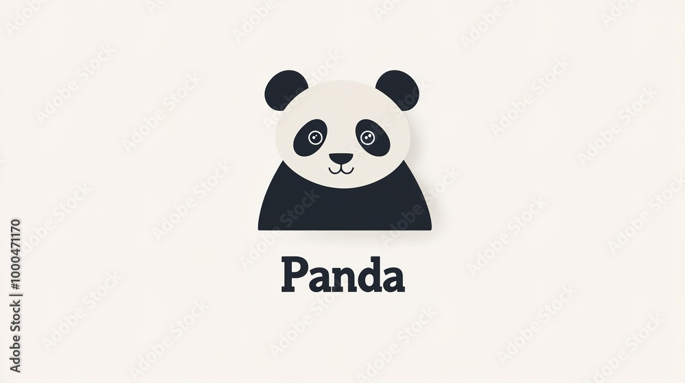 A clean and minimalistic flashcard featuring a large, detailed illustration of a panda centered on a white background. Below the panda, the name A clean and minimalistic flashcard featuring a large, detailed illustration of a panda centered on a white background. Below the panda, the name