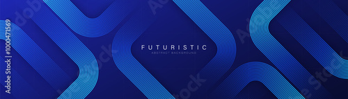Futuristic abstract background with glowing geometric lines. Modern shiny blue lines pattern. Digital future technology concept. Suit for cover, header, banner, business, corporate, website