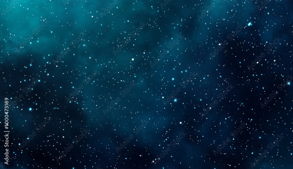 Obraz premium Blue and teal watercolor starry sky background with soft gradients, ideal for website banners. This serene night sky ambiance is perfect for web designers and creatives seeking a calming backdrop for 