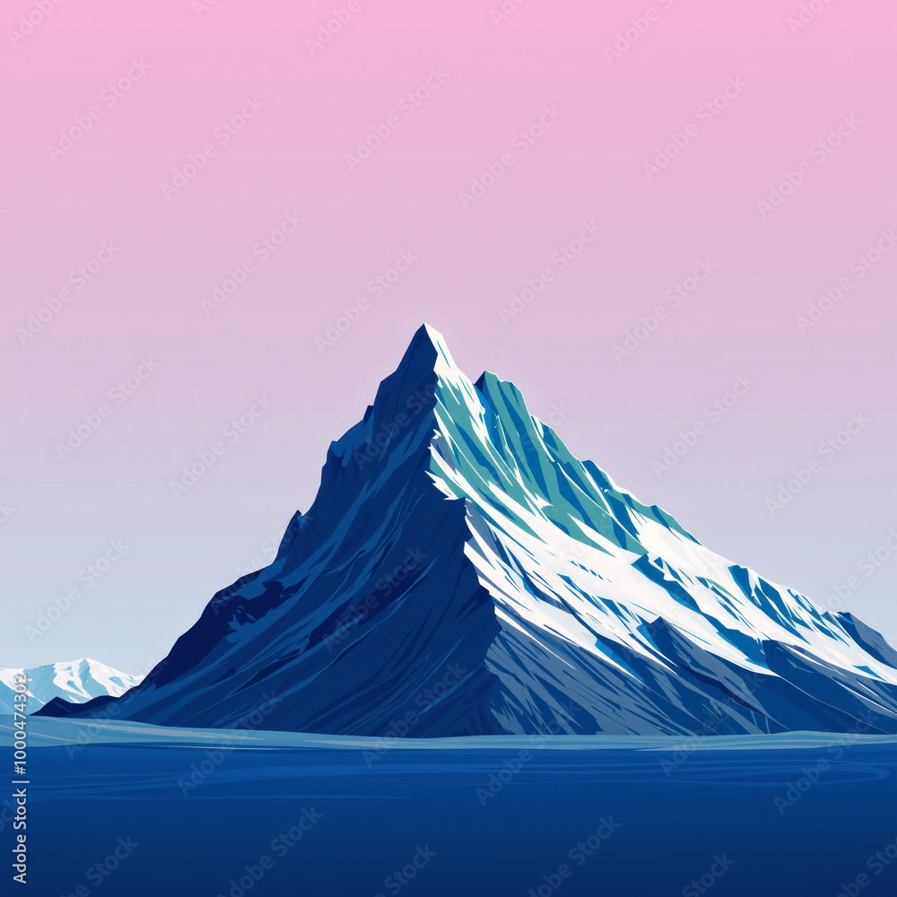 High snowy mountain with sharp peak High snowy mountain with sharp peak