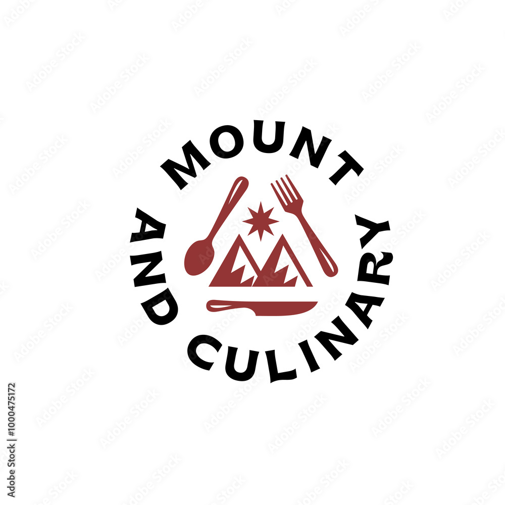 Fototapeta premium Logo mountain landscape restaurant in style modern design