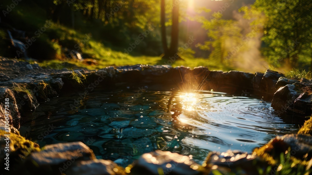 Hot springs in a serene setting, relaxing and natural, Nature, Soft greens, Photograph, Tranquil retreat Hot springs in a serene setting, relaxing and natural, Nature, Soft greens, Photograph, Tranquil retreat