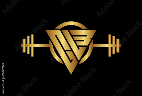 Fitness logo with barbell. Letter C, L, B, CL, LB, CLB, BLC, BL, LC Royal gym and fitness logo photo