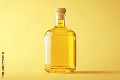 Short clear glass whiskey bottle with a minimalist label set against a cream background evoking simplicity tradition and warmth