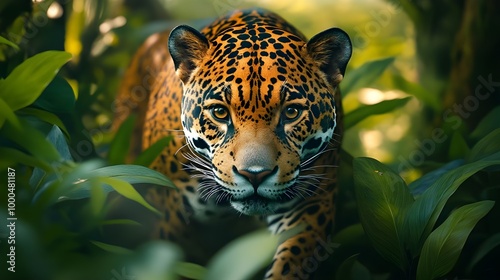 Pictures of a leopard walking through a dense forest blending into nature