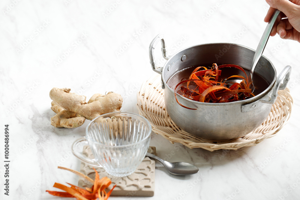 Preparing Wedang Uwuh, Yogyakarta Traditional Herbal Drink