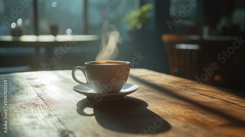 Steaming Coffee in a Cozy Cafe