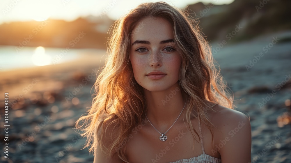 Serene Beach Portrait at Sunset Serene Beach Portrait at Sunset