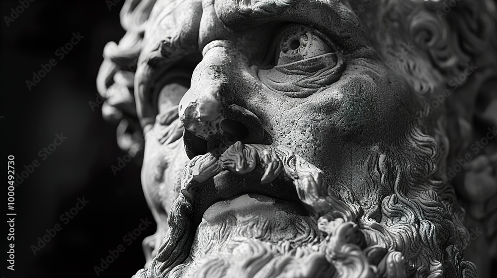 Close-up of a Stone Sculpture: A Detailed Look at an Ancient Face Close-up of a Stone Sculpture: A Detailed Look at an Ancient Face