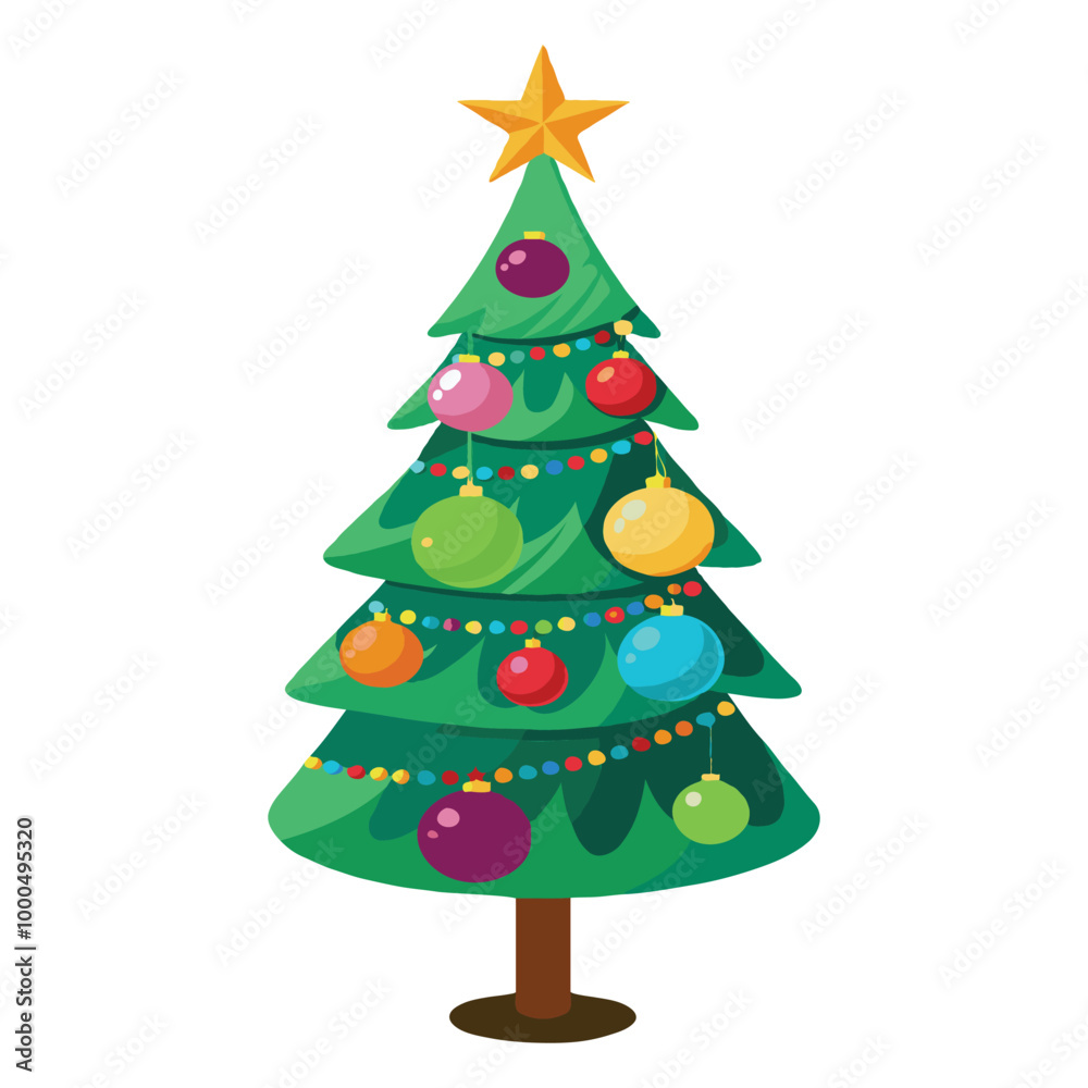 Vector clipart of a Christmas tree with lighting decorations Vector clipart of a Christmas tree with lighting decorations