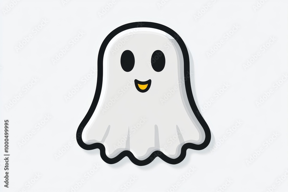 Cute ghost illustration with a smiling face set against a clean white background creating a playful and fun Halloween design perfect for childrens decorations Cute ghost illustration with a smiling face set against a clean white background creating a playful and fun Halloween design perfect for childrens decorations