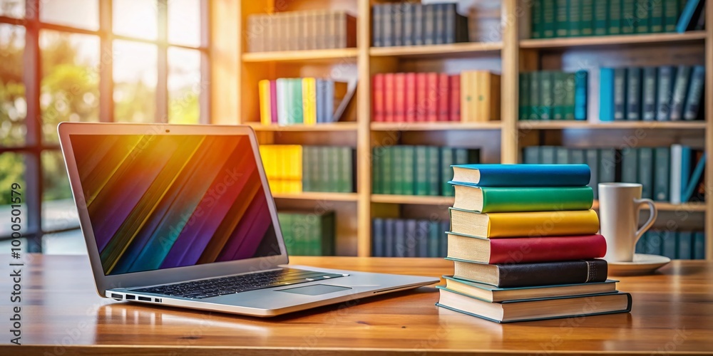 Online Degree Programs and Distance Learning Concept with Laptop and Books on a Desk in a Study Room