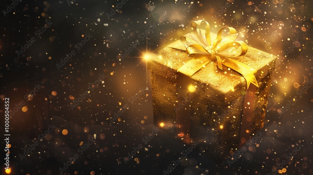 Elegant Golden Gift Box with Glowing Ribbon Amid Sparkling Lights for Luxury-Themed Event Designs
Elegant Golden Gift Box with Glowing Ribbon Amid Sparkling Lights for Luxury-Themed Event Designs