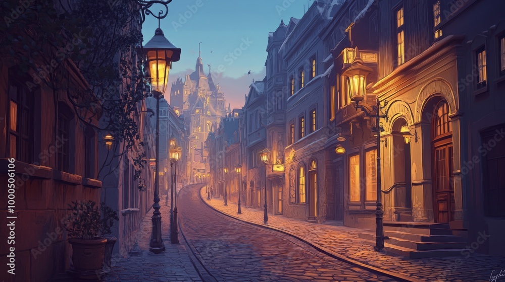 Fototapeta premium Enchanted Evening Street