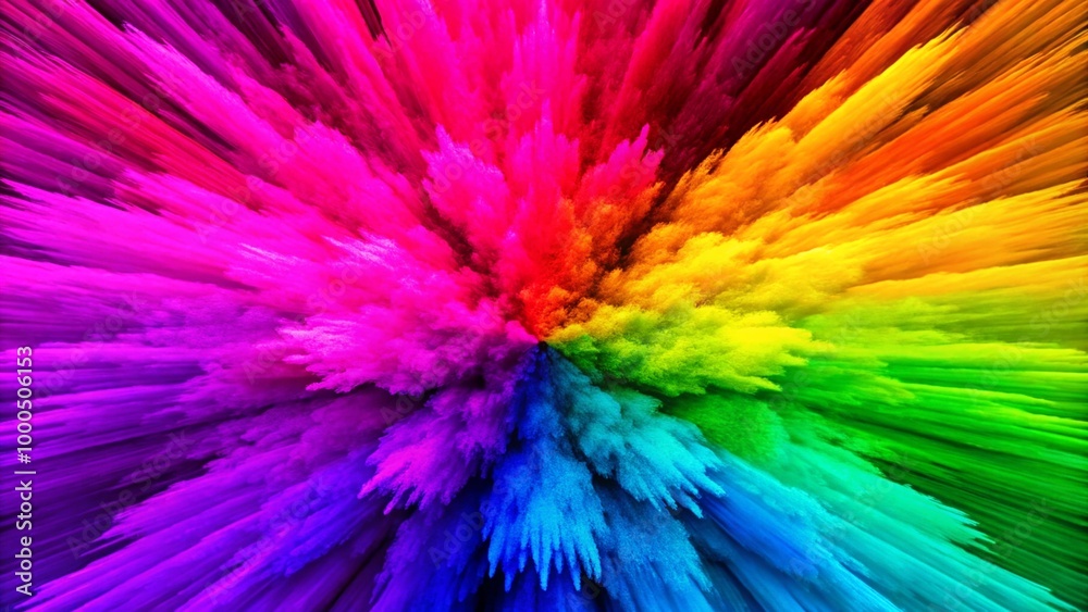 Obraz premium Abstract colorful explosion with vibrant rainbow colors creating a dynamic and energetic visual.