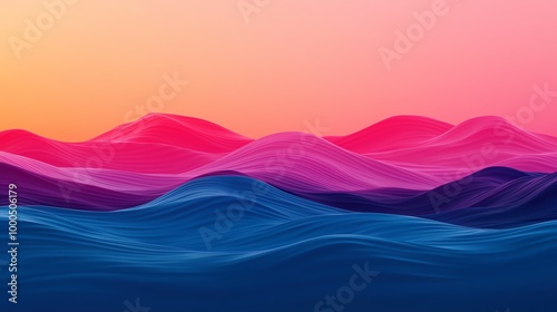 Abstract sea, colorful waves and reflections, 3D illustration