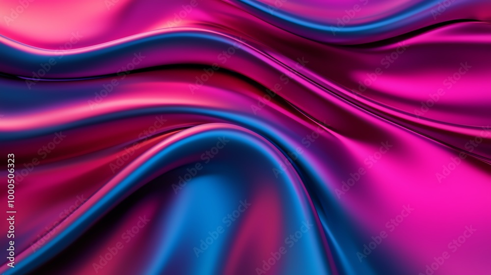 Fototapeta premium Fluid shapes of vibrant color dancing through space, 3D illustration