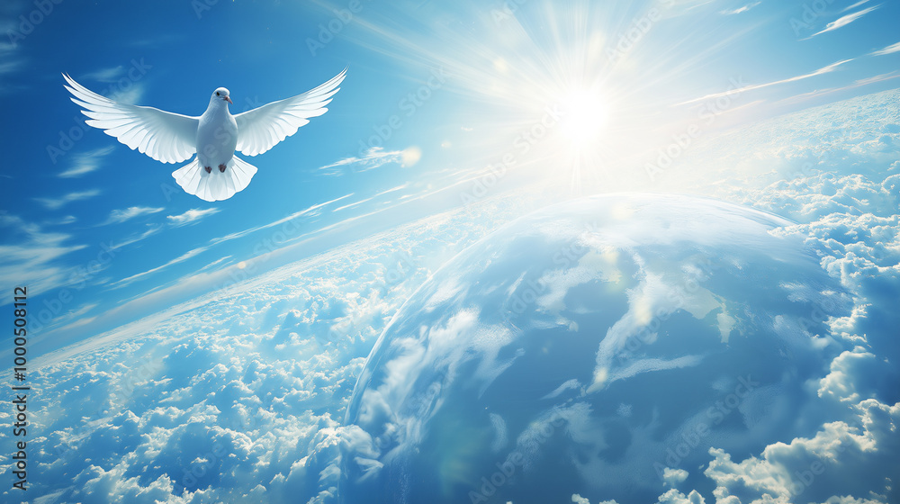 Background of sky filled with light and clouds, resurrection of Jesus Christ inspires faith and worship, embodying the holy spirit of God, promise of heaven in Christianity, especially during Easter. Background of sky filled with light and clouds, resurrection of Jesus Christ inspires faith and worship, embodying the holy spirit of God, promise of heaven in Christianity, especially during Easter.