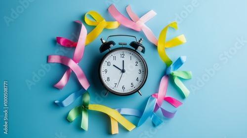 Colorful Clock with Ribbons photo