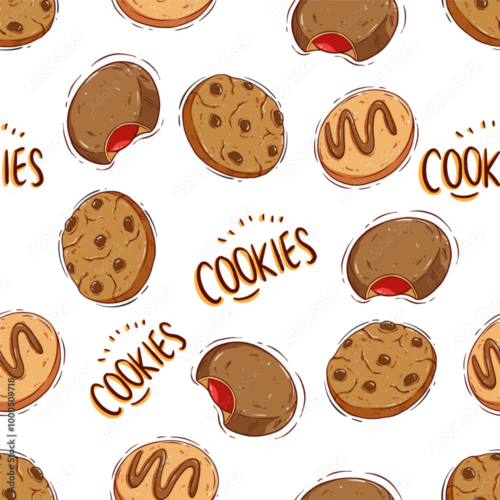 cute doodle bakery or snack food in seamless pattern cute doodle bakery or snack food in seamless pattern