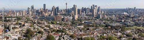 Canvas Print Large panoramic aerial drone view from above Paddington looking toward Sydney Ci