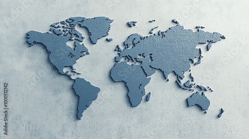 World map divided by concrete wall, symbol of trade isolation, 3D illustration