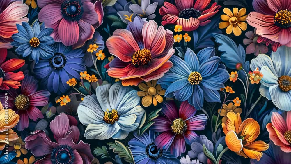 A close-up view of colorful flowers in bloom, arranged in a vibrant bouquet A close-up view of colorful flowers in bloom, arranged in a vibrant bouquet