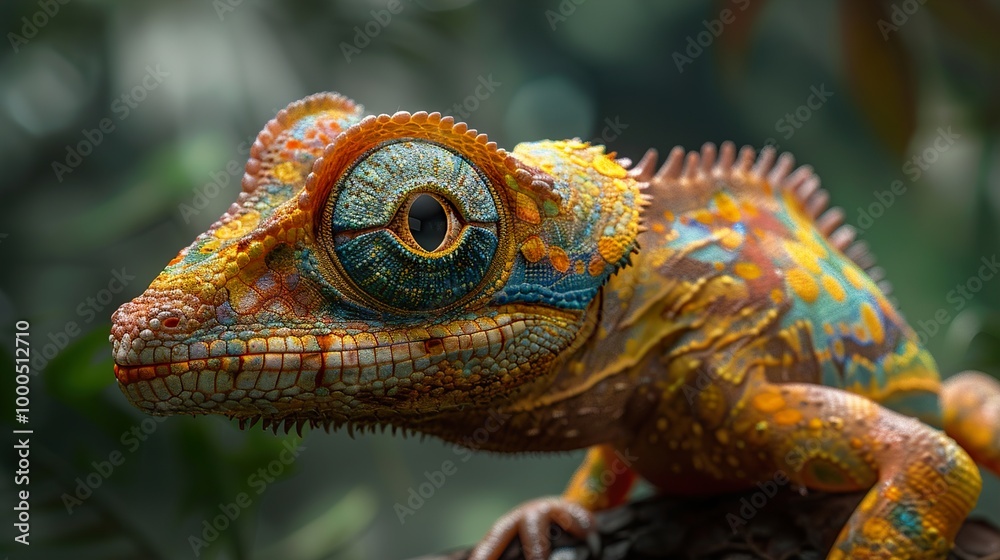 Obraz premium Close Up of a Colorful Chameleon in Nature
