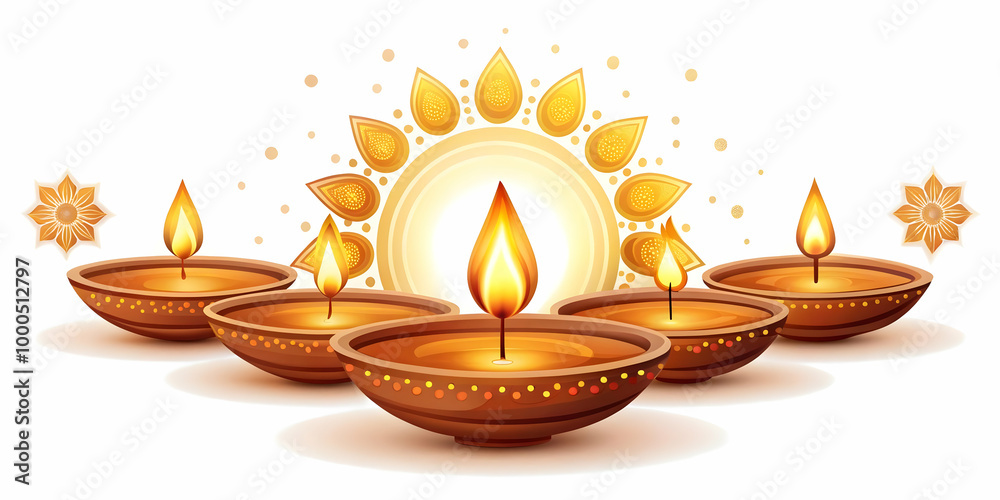 Flat Flying Diya and Tika with Glowing Petals - A Modern Bhai Dooj Design in Mid Air, Blending Tradition & Innovation, Isolated on White Background, Vector Illustration Flat Flying Diya and Tika with Glowing Petals - A Modern Bhai Dooj Design in Mid Air, Blending Tradition & Innovation, Isolated on White Background, Vector Illustration