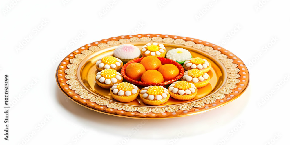 Flat Glossy Bhai Dooj Background: Close-Up of Festive Sweets on Decorative Plate with Shiny Reflection and Textural Depth for Business Use Flat Glossy Bhai Dooj Background: Close-Up of Festive Sweets on Decorative Plate with Shiny Reflection and Textural Depth for Business Use