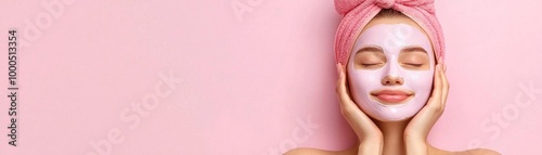 A young woman with a pretty smile, relaxing with a face mask on