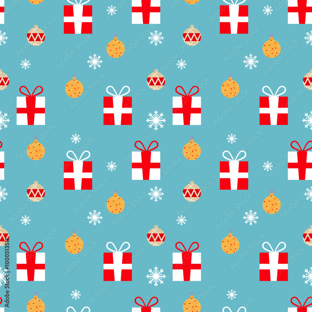 Christmas gift with ball seamless pattern background Christmas gift with ball seamless pattern background