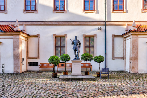 Prague, Czech Republic - July 16, 2024: Architectural details of buildings in and around the Prague Castle in the Czech Republic
 photo