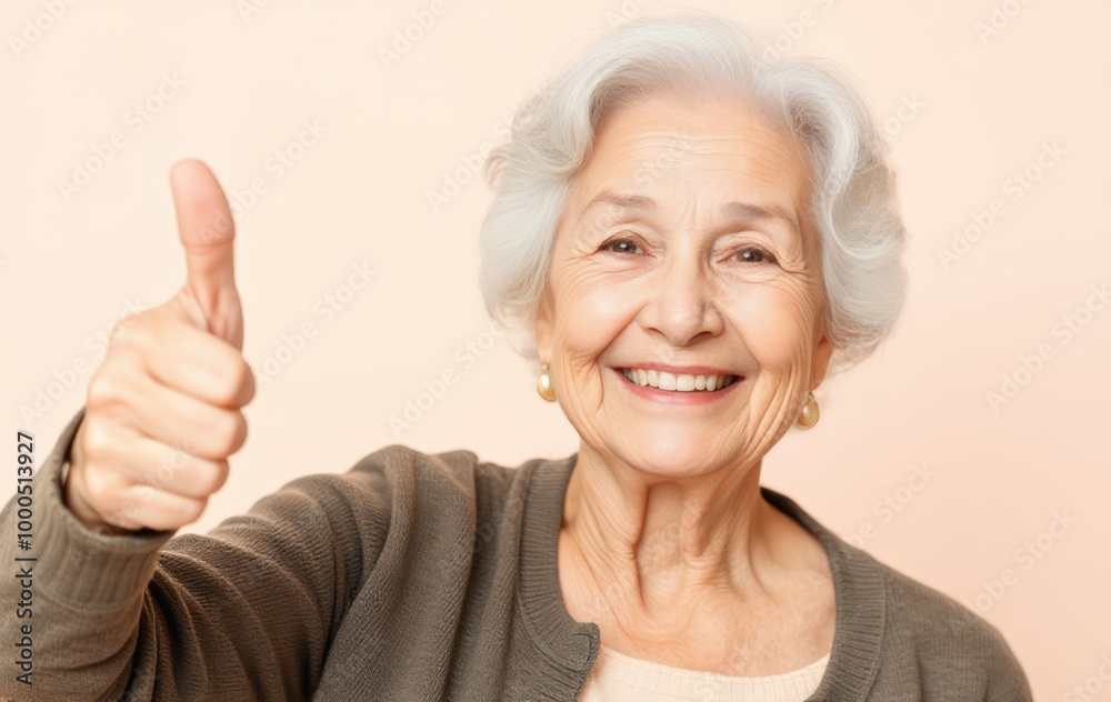 Friendly Elderly Woman Smiling and Showing Approval Friendly Elderly Woman Smiling and Showing Approval