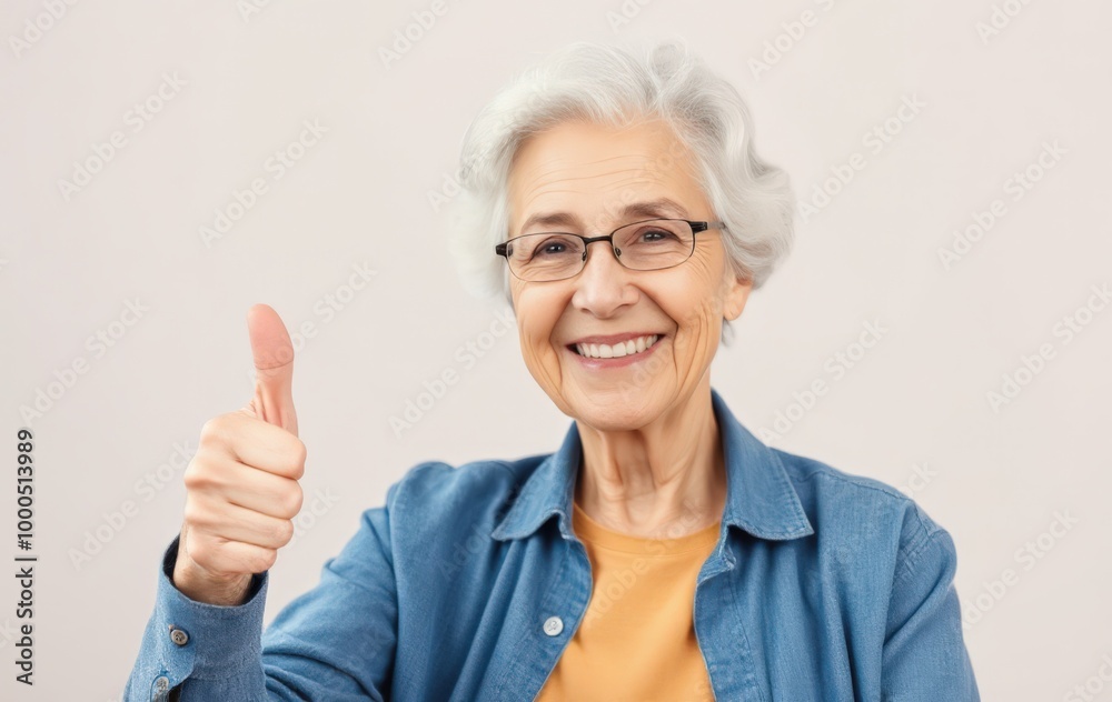 Cheerful Elderly Woman Giving a Thumbs Up Cheerful Elderly Woman Giving a Thumbs Up