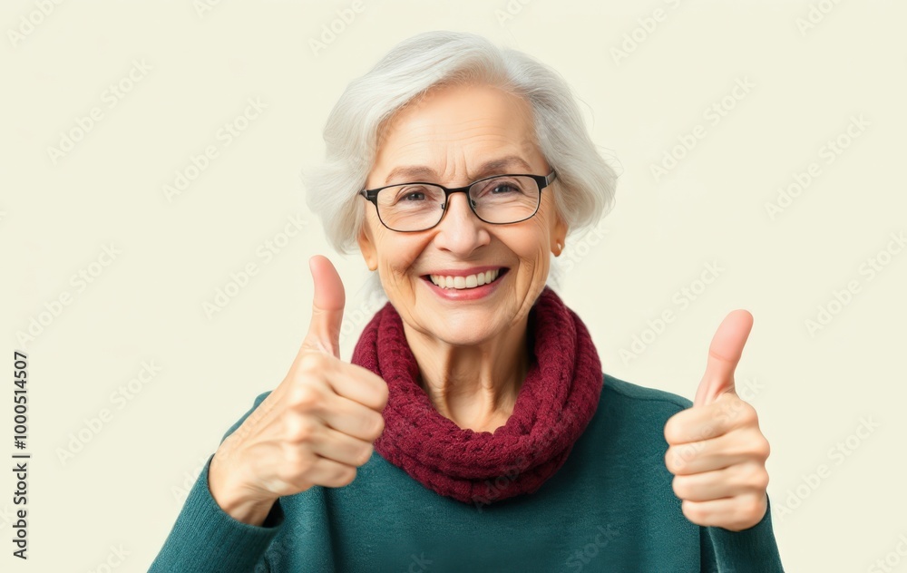 Positive Elderly Woman Showing Approval Gesture Positive Elderly Woman Showing Approval Gesture