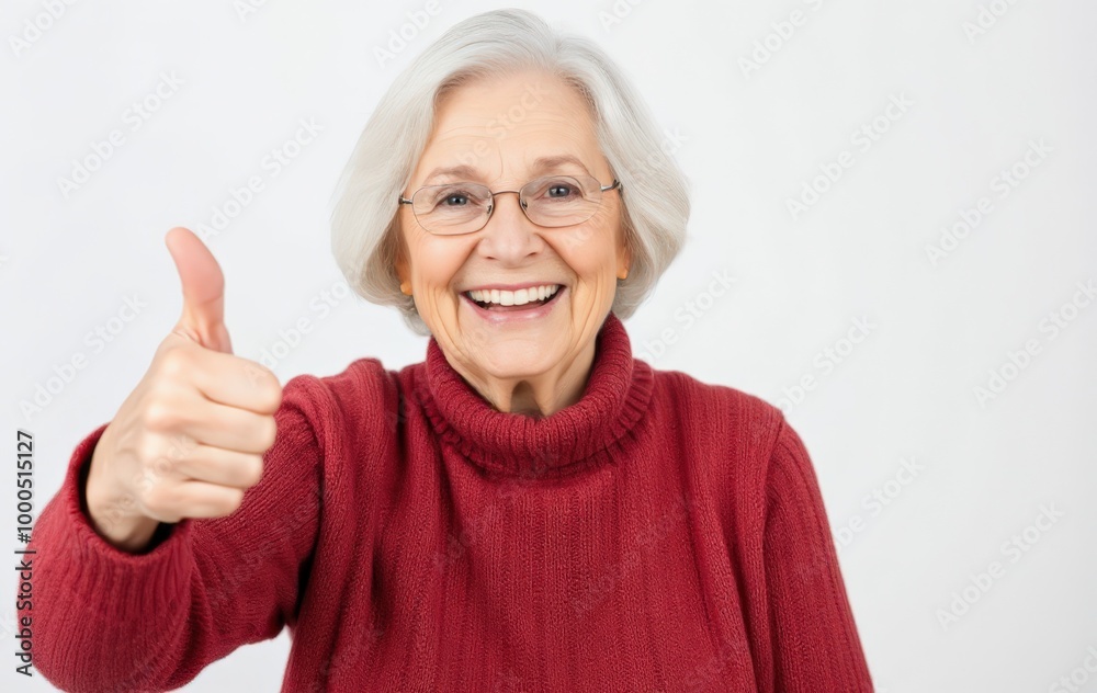 Happy Senior Woman with a Big Smile and Thumbs Up