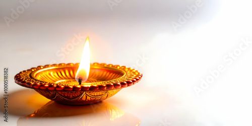 Floating Diya with Glowing Light: Gravity-Defying Symbol of Bhai Dooj in a Serene Photo Stock Concept photo